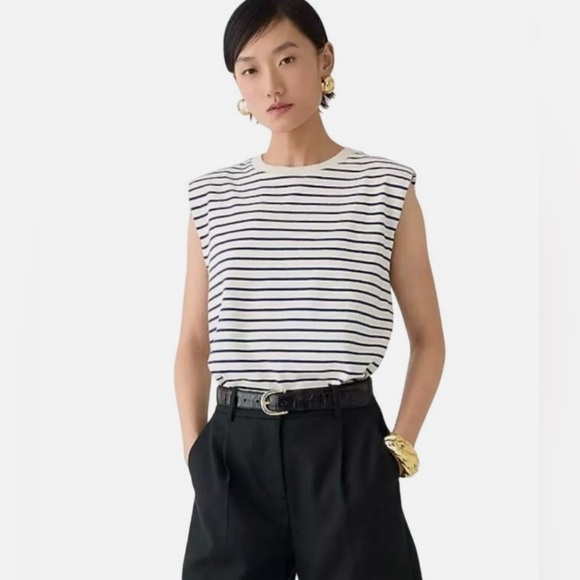 J. Crew Tops - J.Crew Structured muscle T-shirt in stripe mariner cotton (navy/ivory)